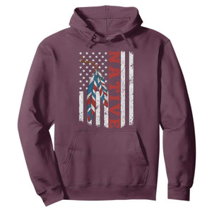 Native American Feathers Vintage USA Flag Hoodie Proud Indigenous People TS11 Maroon Print Your Wear