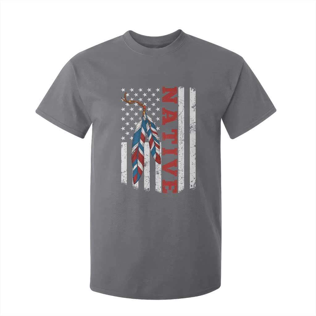 Native American Feathers Vintage USA Flag T Shirt For Kid Proud Indigenous People TS11 Charcoal Print Your Wear