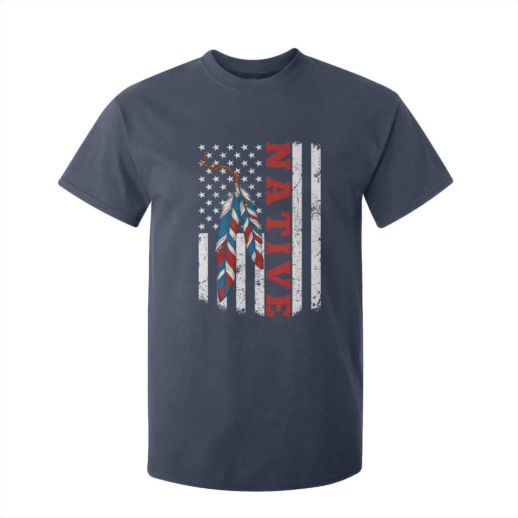 Native American Feathers Vintage USA Flag T Shirt For Kid Proud Indigenous People TS11 Navy Print Your Wear