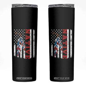 Native American Feathers Vintage USA Flag Skinny Tumbler Proud Indigenous People TS11 Black Print Your Wear