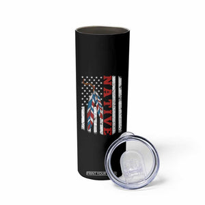 Native American Feathers Vintage USA Flag Skinny Tumbler Proud Indigenous People TS11 Print Your Wear