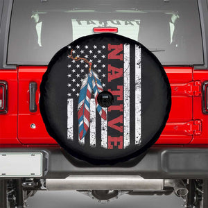 Native American Feathers Vintage USA Flag Spare Tire Cover Proud Indigenous People TS11 Black Print Your Wear