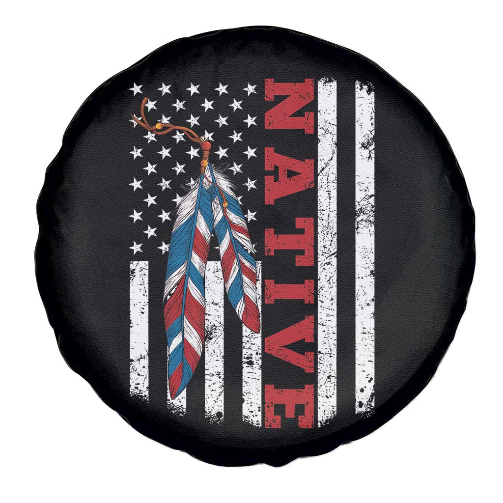 Native American Feathers Vintage USA Flag Spare Tire Cover Proud Indigenous People TS11 Print Your Wear