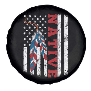 Native American Feathers Vintage USA Flag Spare Tire Cover Proud Indigenous People TS11 Print Your Wear