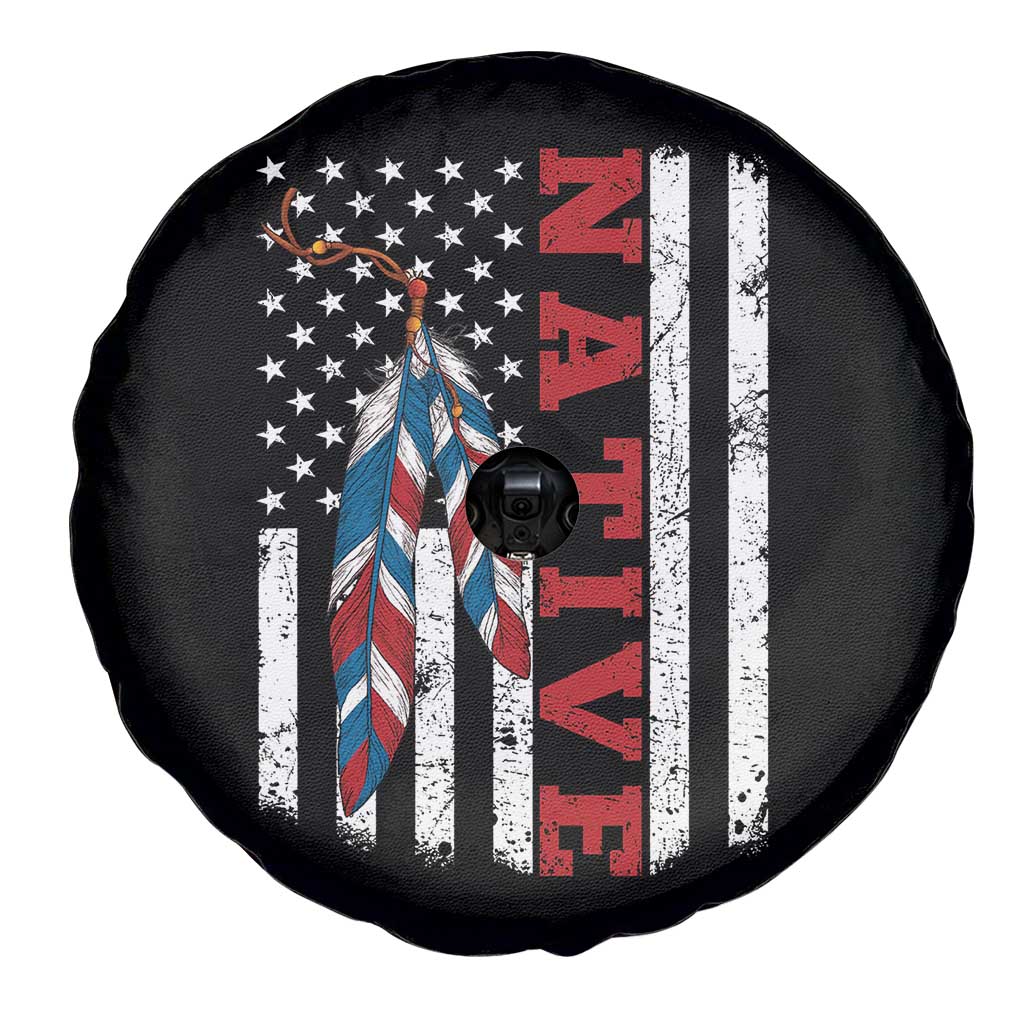 Native American Feathers Vintage USA Flag Spare Tire Cover Proud Indigenous People TS11 Print Your Wear