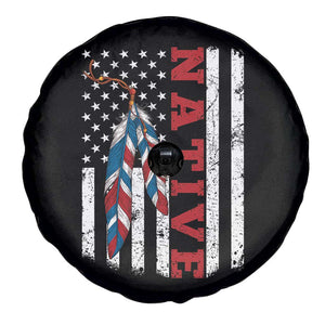 Native American Feathers Vintage USA Flag Spare Tire Cover Proud Indigenous People TS11 Print Your Wear