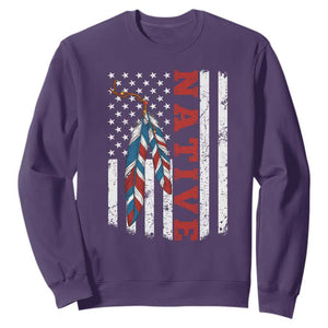 Native American Feathers Vintage USA Flag Sweatshirt Proud Indigenous People TS11 Purple Print Your Wear