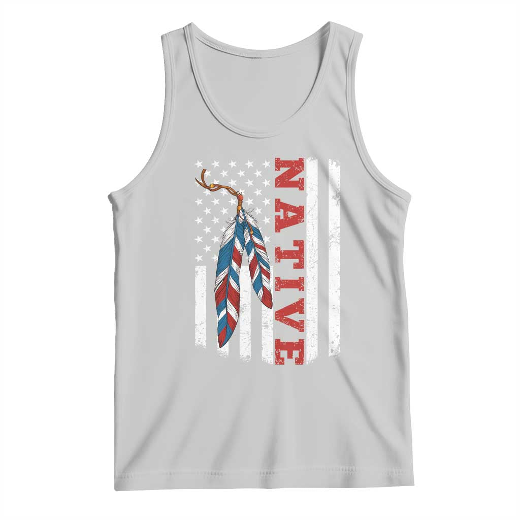 Native American Feathers Vintage USA Flag Tank Top Proud Indigenous People TS11 Ash Print Your Wear