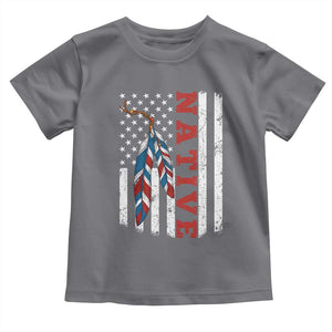 Native American Feathers Vintage USA Flag Toddler T Shirt Proud Indigenous People TS11 Charcoal Print Your Wear