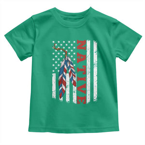 Native American Feathers Vintage USA Flag Toddler T Shirt Proud Indigenous People TS11 Irish Green Print Your Wear