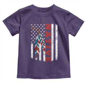 Native American Feathers Vintage USA Flag Toddler T Shirt Proud Indigenous People TS11 Purple Print Your Wear