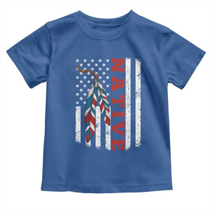 Native American Feathers Vintage USA Flag Toddler T Shirt Proud Indigenous People TS11 Royal Blue Print Your Wear