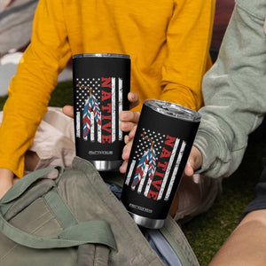 Native American Feathers Vintage USA Flag Tumbler Cup Proud Indigenous People TS11 Print Your Wear