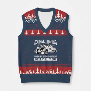 Funny Camel Towing When Its Wedged In Tight We Will Pull It Out V-Neck Knit Sweater Vest Adult Humor TS11 Navy Red Print Your Wear