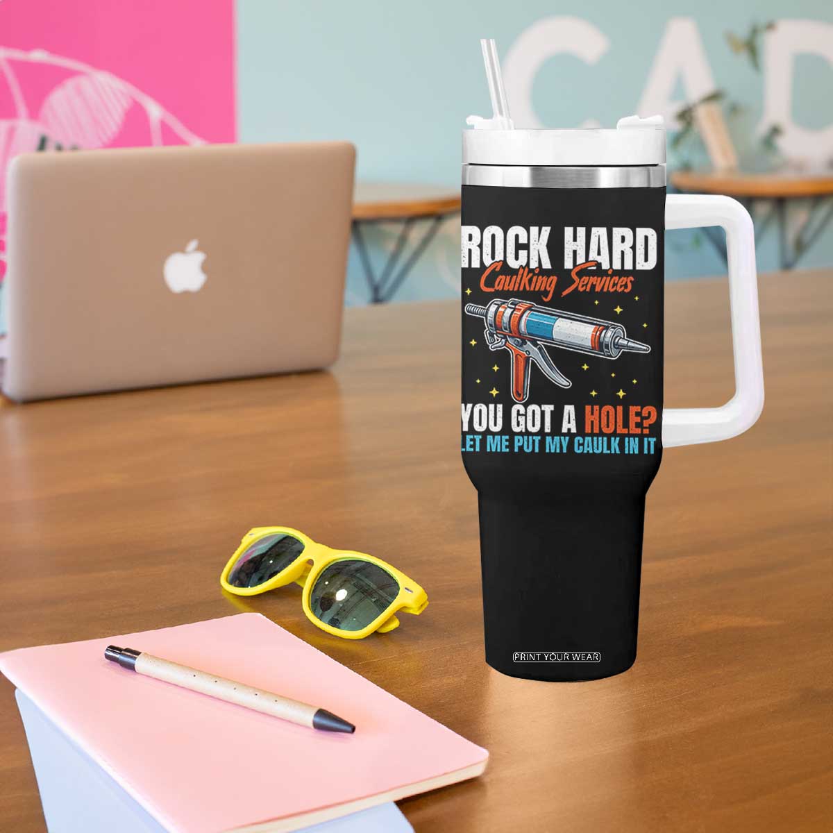 Funny Rock Hard Caulking Services Tumbler With Handle Offensive Embarrassing Inappropriate Adult Humor TS11 Print Your Wear