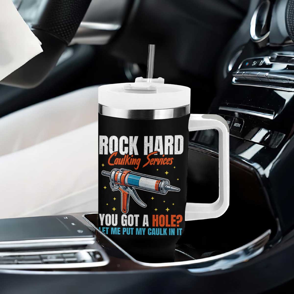 Funny Rock Hard Caulking Services Tumbler With Handle Offensive Embarrassing Inappropriate Adult Humor TS11 Print Your Wear