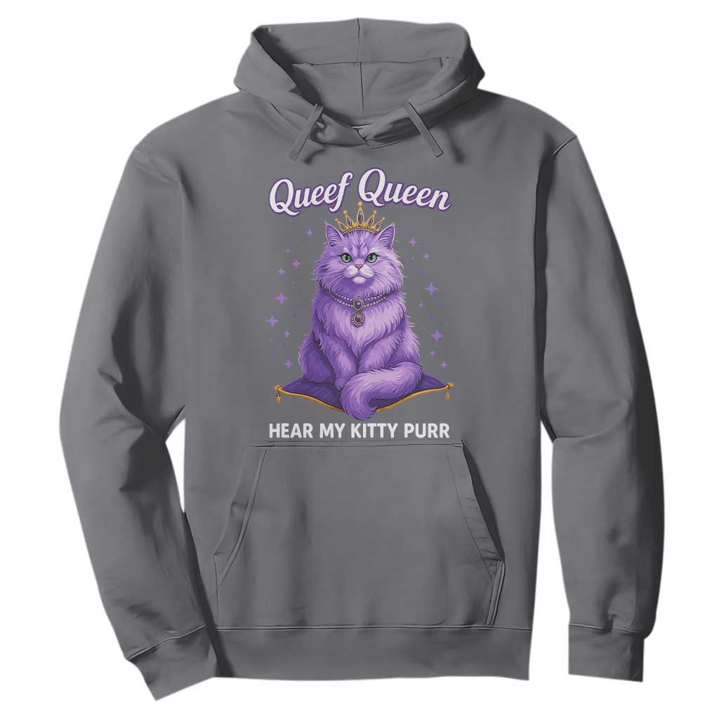 Funny Queef Queen Cat Hoodie Hear My Kitty Purr Inappropriate Dirty Adult Humor TS11 Charcoal Print Your Wear