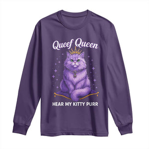 Funny Queef Queen Cat Long Sleeve Shirt Hear My Kitty Purr Inappropriate Dirty Adult Humor TS11 Purple Print Your Wear