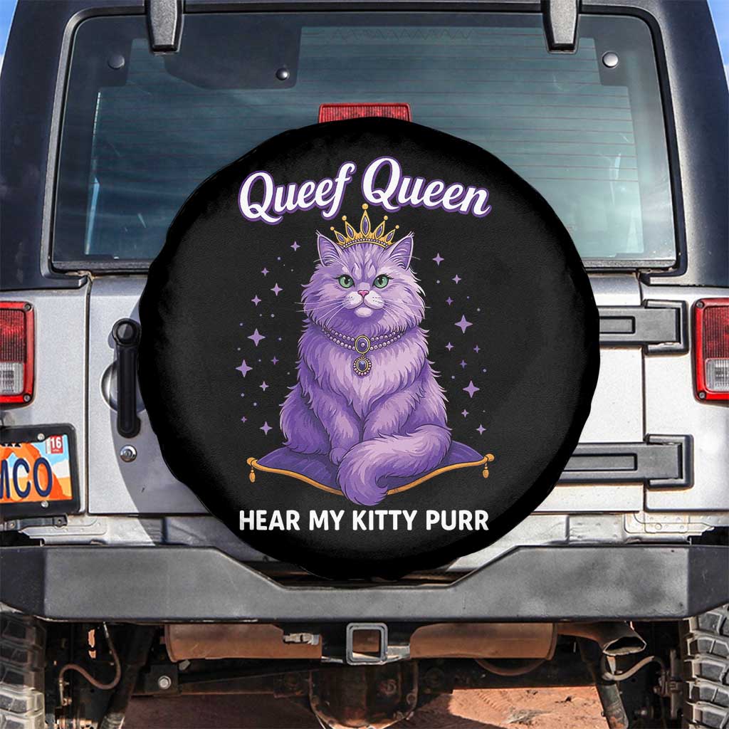 Funny Queef Queen Cat Spare Tire Cover Hear My Kitty Purr Inappropriate Dirty Adult Humor TS11 No hole Black Print Your Wear