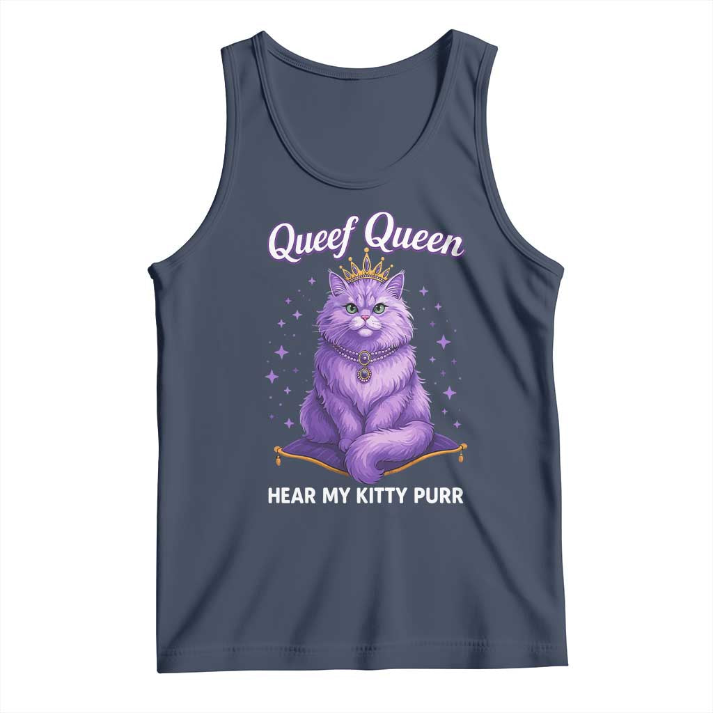 Funny Queef Queen Cat Tank Top Hear My Kitty Purr Inappropriate Dirty Adult Humor TS11 Navy Print Your Wear