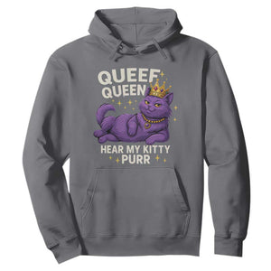 Funny Queef Queen Cat Hoodie Hear My Kitty Purr Inappropriate Dirty Adult Humor Jokes TS11 Charcoal Print Your Wear