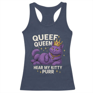 Funny Queef Queen Cat Racerback Tank Top Hear My Kitty Purr Inappropriate Dirty Adult Humor Jokes TS11 Navy Print Your Wear