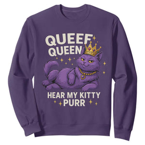 Funny Queef Queen Cat Sweatshirt Hear My Kitty Purr Inappropriate Dirty Adult Humor Jokes TS11 Purple Print Your Wear