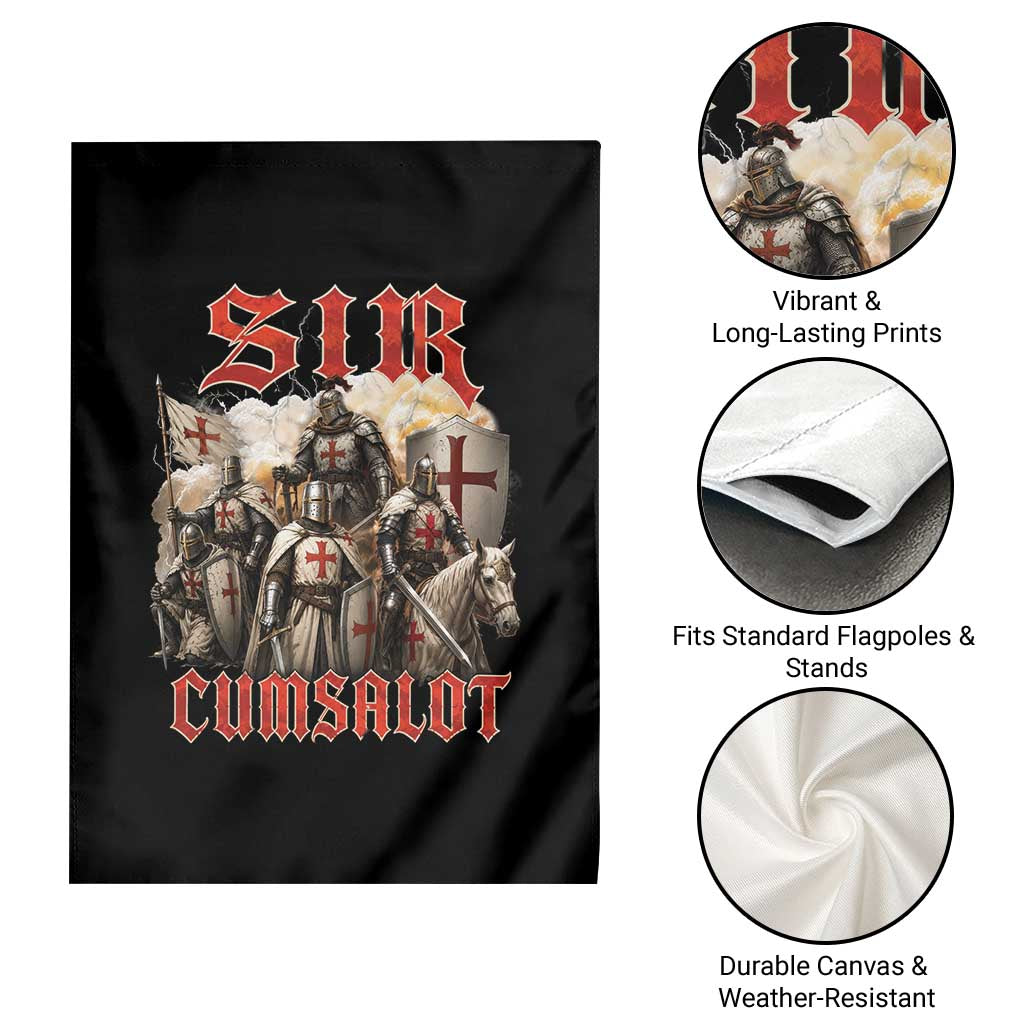 Sir Cumsalot Funny Offensive Knight Meme Bootleg Graphic Garden Flag