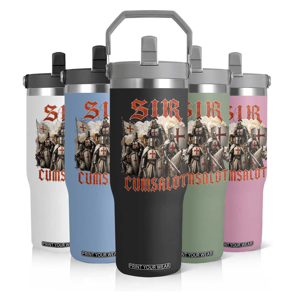Sir Cumsalot Funny Offensive Knight Meme Bootleg Graphic Flip Straw Tumbler