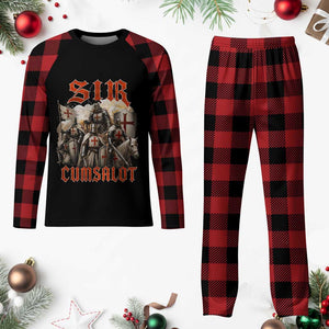 Sir Cumsalot Funny Offensive Knight Meme Bootleg Graphic Plaid Pajama Set