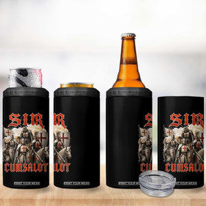 Sir Cumsalot Funny Offensive Knight Meme Bootleg Graphic 4 in 1 Can Cooler Tumbler