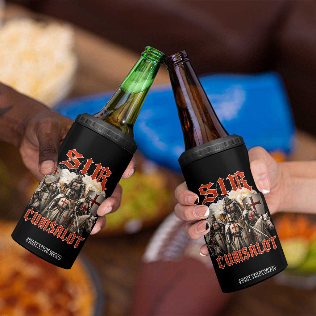 Sir Cumsalot Funny Offensive Knight Meme Bootleg Graphic 4 in 1 Can Cooler Tumbler