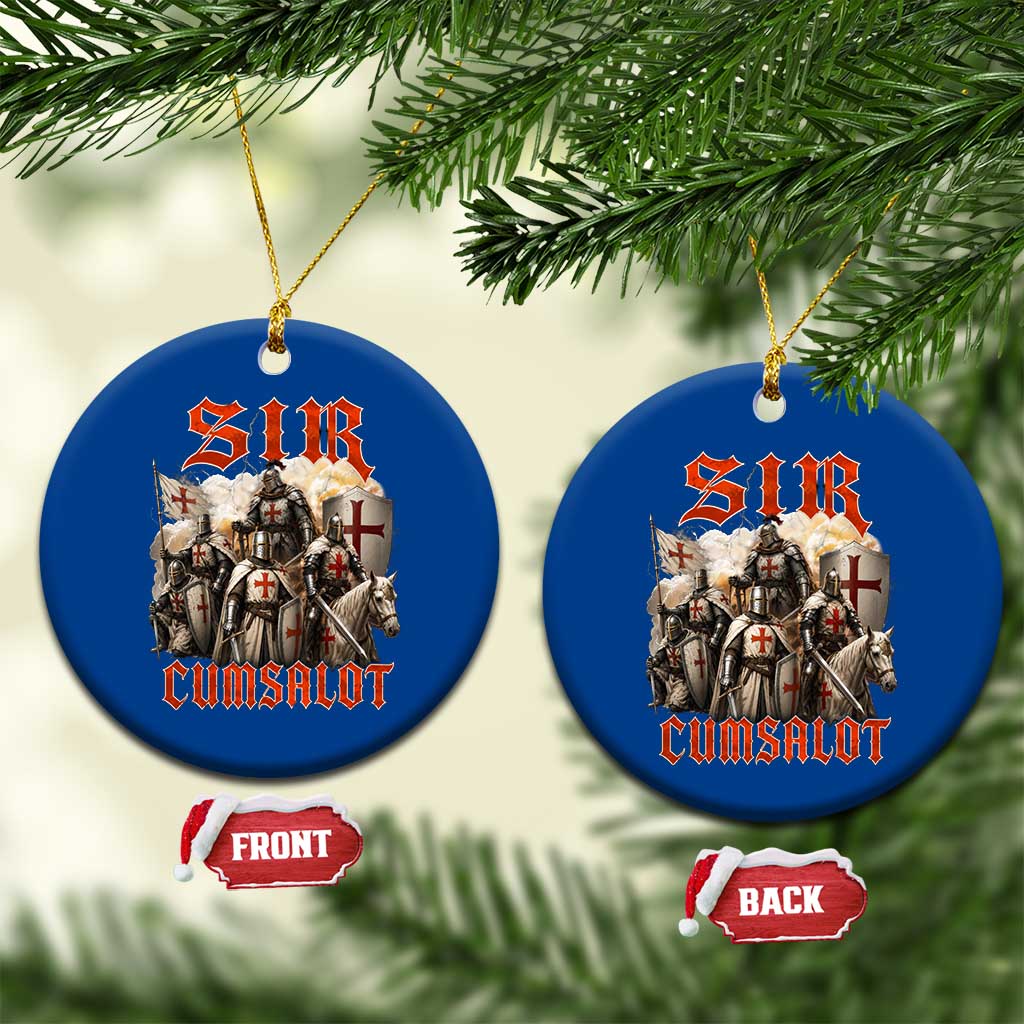 Sir Cumsalot Funny Offensive Knight Meme Bootleg Graphic Ceramic Ornament