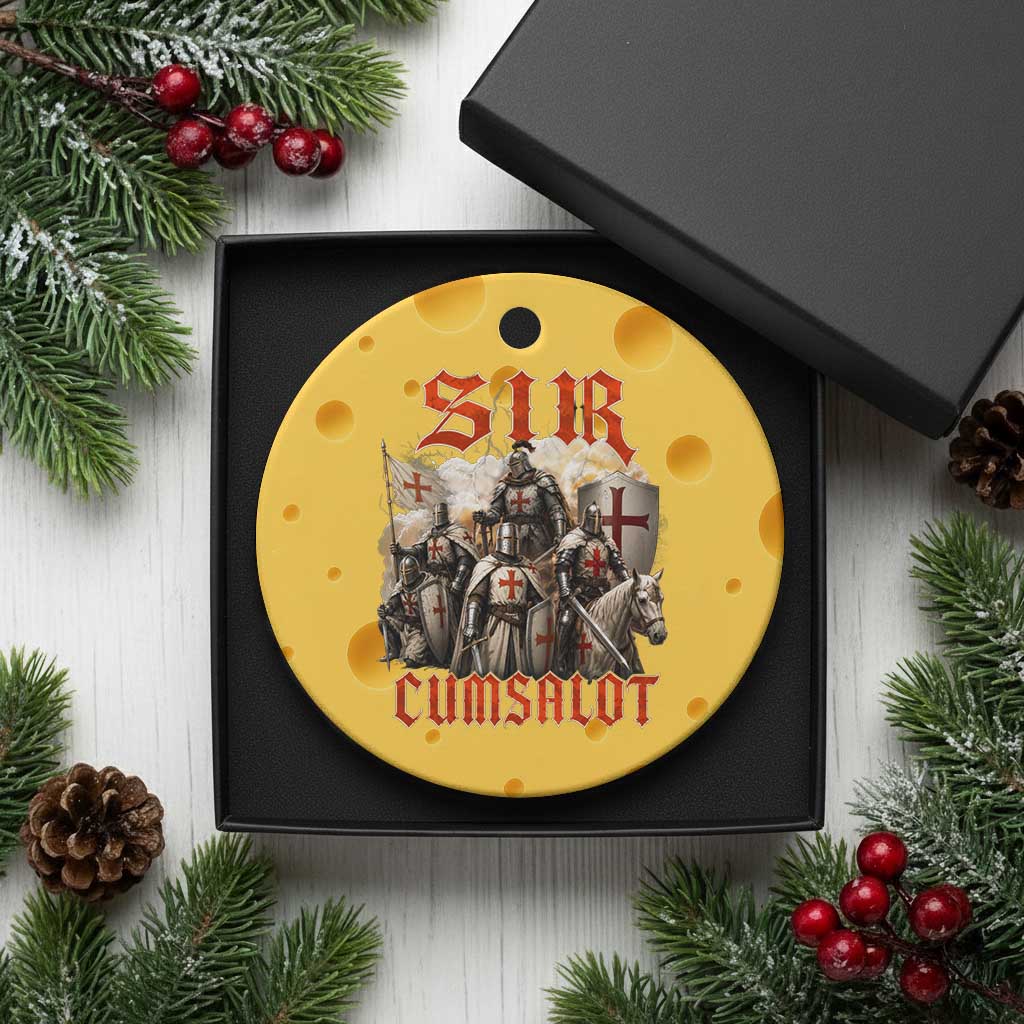 Sir Cumsalot Funny Offensive Knight Meme Bootleg Graphic Ceramic Ornament