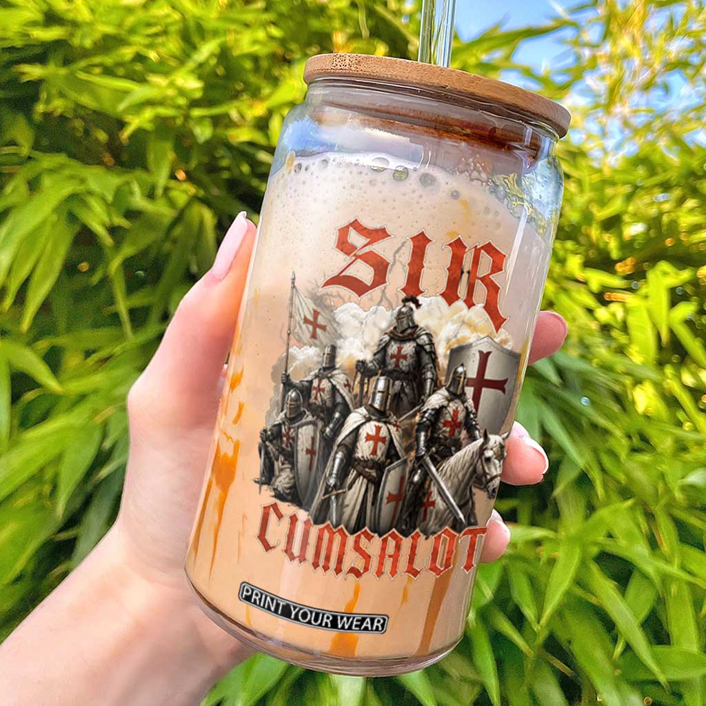 Sir Cumsalot Funny Offensive Knight Meme Bootleg Graphic Glass Can