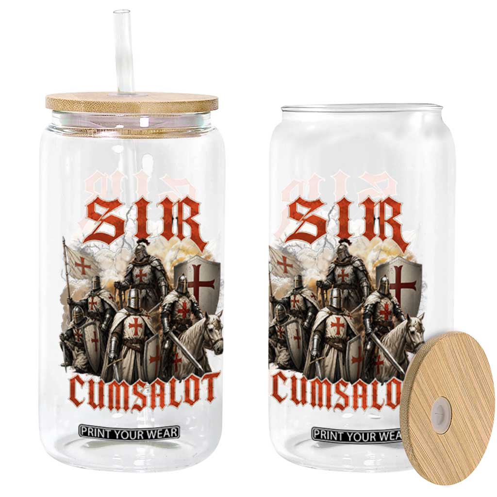 Sir Cumsalot Funny Offensive Knight Meme Bootleg Graphic Glass Can