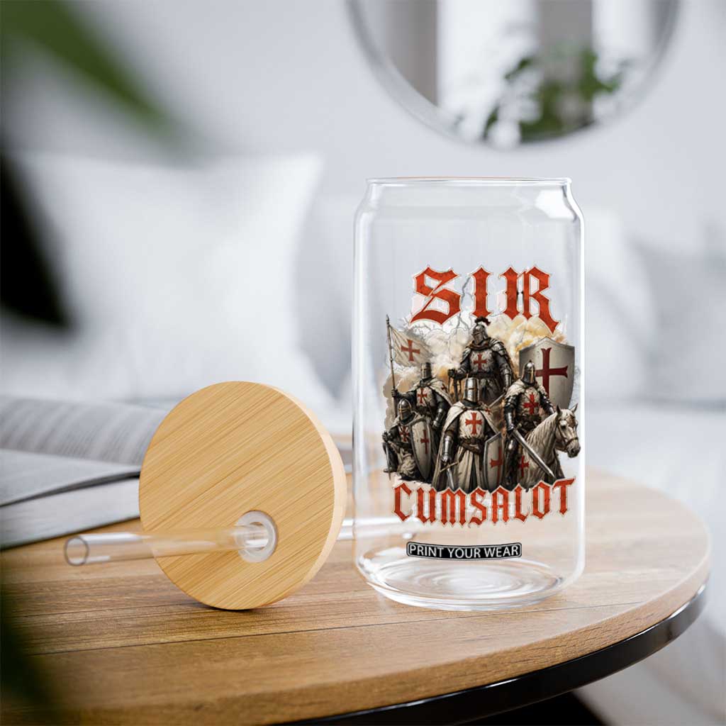Sir Cumsalot Funny Offensive Knight Meme Bootleg Graphic Glass Can