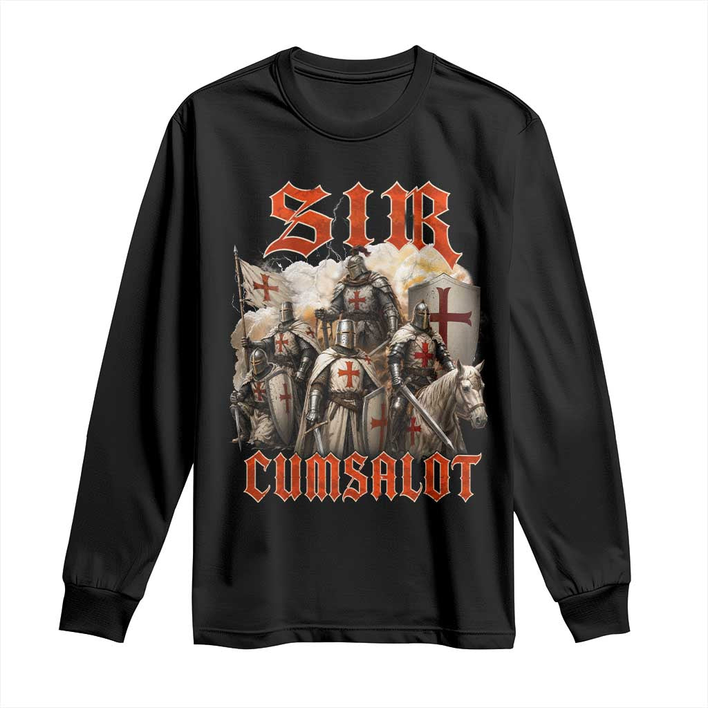 Sir Cumsalot Funny Offensive Knight Meme Bootleg Graphic Long Sleeve Shirt