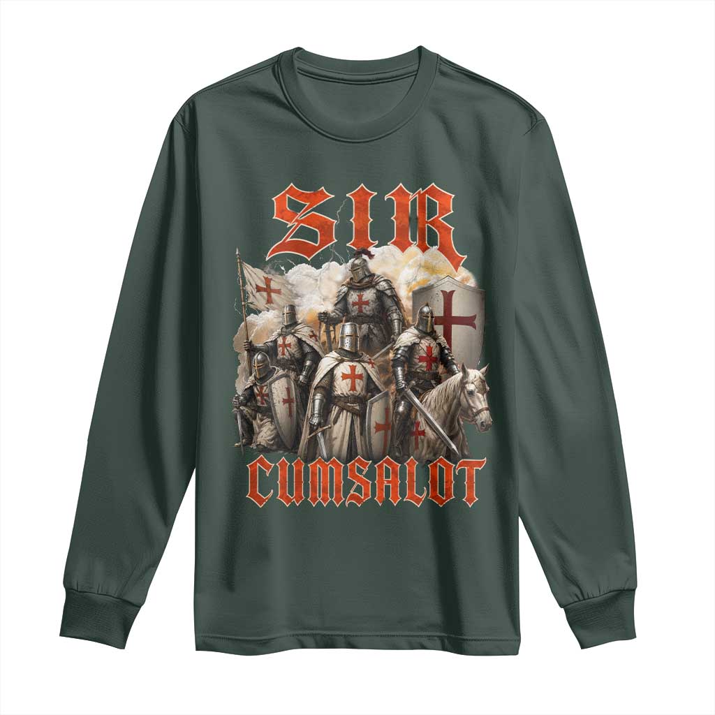 Sir Cumsalot Funny Offensive Knight Meme Bootleg Graphic Long Sleeve Shirt