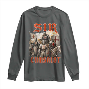 Sir Cumsalot Funny Offensive Knight Meme Bootleg Graphic Long Sleeve Shirt