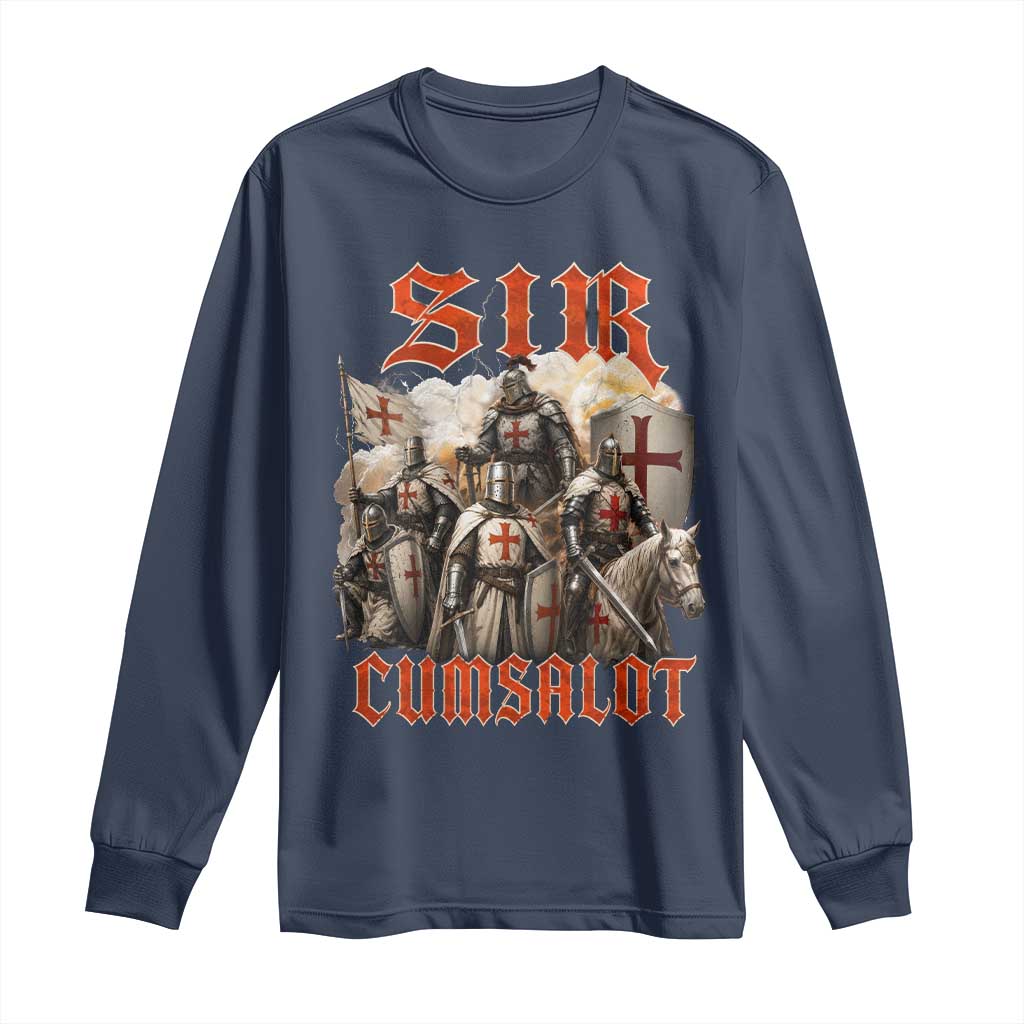 Sir Cumsalot Funny Offensive Knight Meme Bootleg Graphic Long Sleeve Shirt