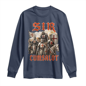 Sir Cumsalot Funny Offensive Knight Meme Bootleg Graphic Long Sleeve Shirt