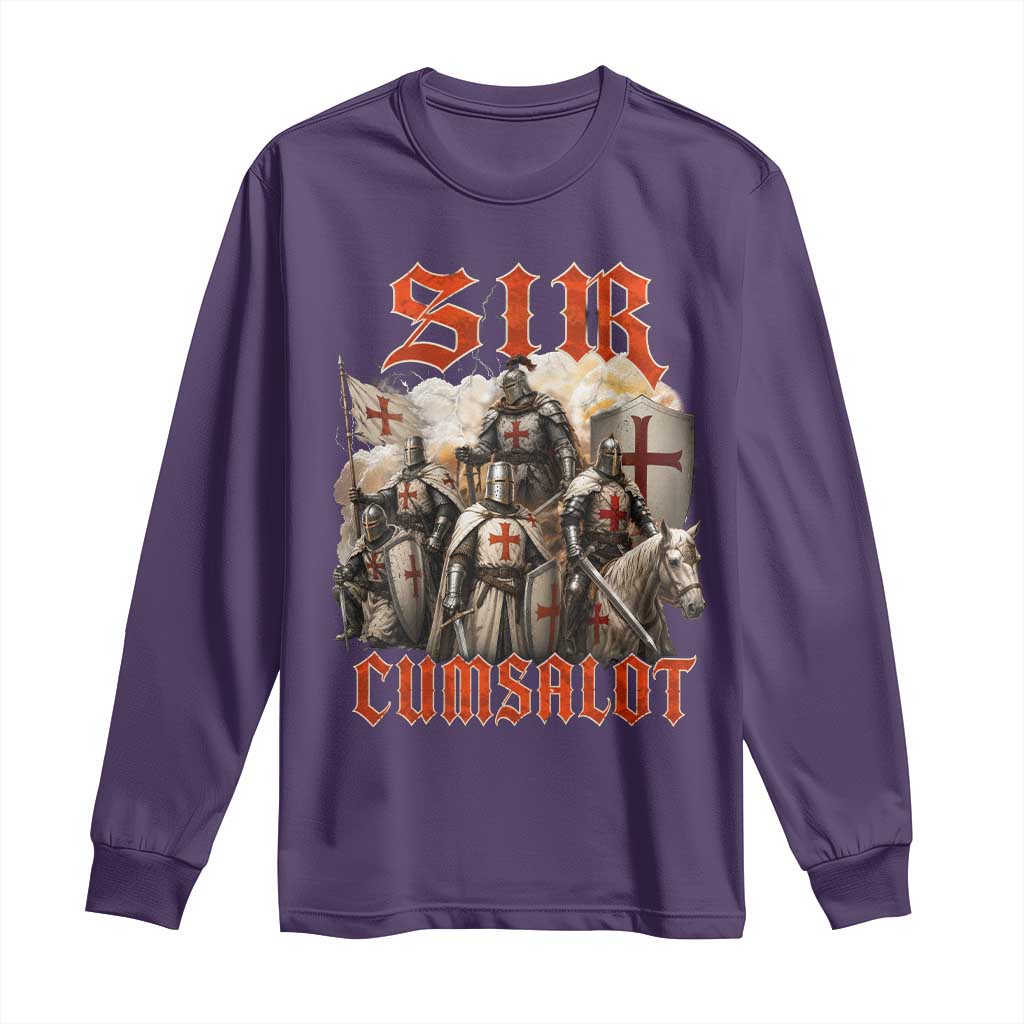 Sir Cumsalot Funny Offensive Knight Meme Bootleg Graphic Long Sleeve Shirt