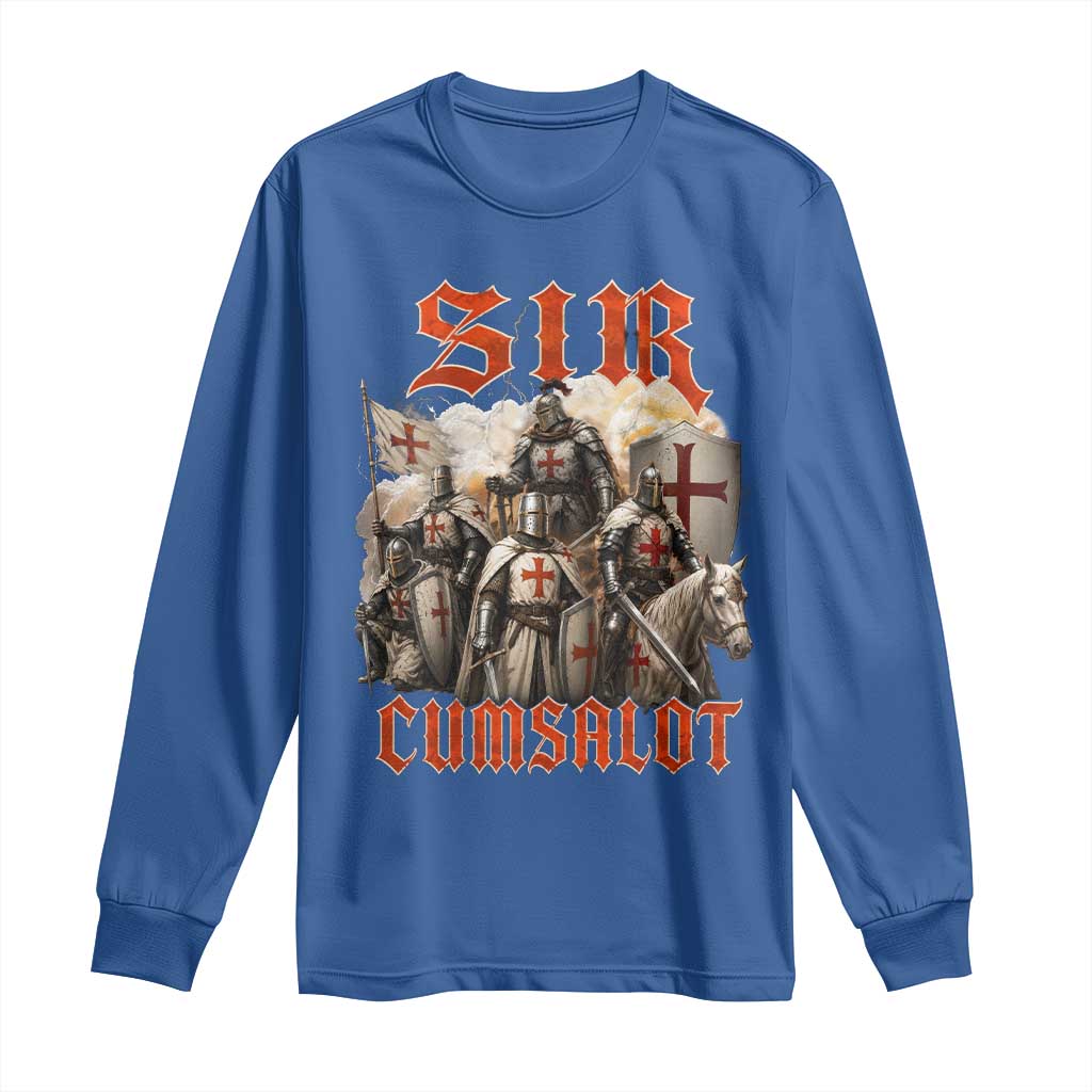 Sir Cumsalot Funny Offensive Knight Meme Bootleg Graphic Long Sleeve Shirt
