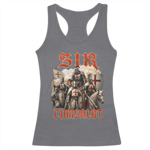 Sir Cumsalot Funny Offensive Knight Meme Bootleg Graphic Racerback Tank Top