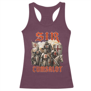 Sir Cumsalot Funny Offensive Knight Meme Bootleg Graphic Racerback Tank Top
