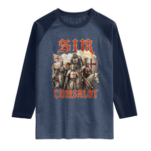 Sir Cumsalot Funny Offensive Knight Meme Bootleg Graphic Raglan Shirt