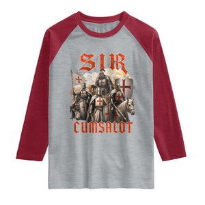 Sir Cumsalot Funny Offensive Knight Meme Bootleg Graphic Raglan Shirt