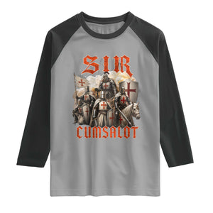 Sir Cumsalot Funny Offensive Knight Meme Bootleg Graphic Raglan Shirt