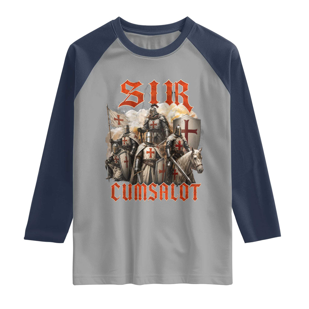 Sir Cumsalot Funny Offensive Knight Meme Bootleg Graphic Raglan Shirt